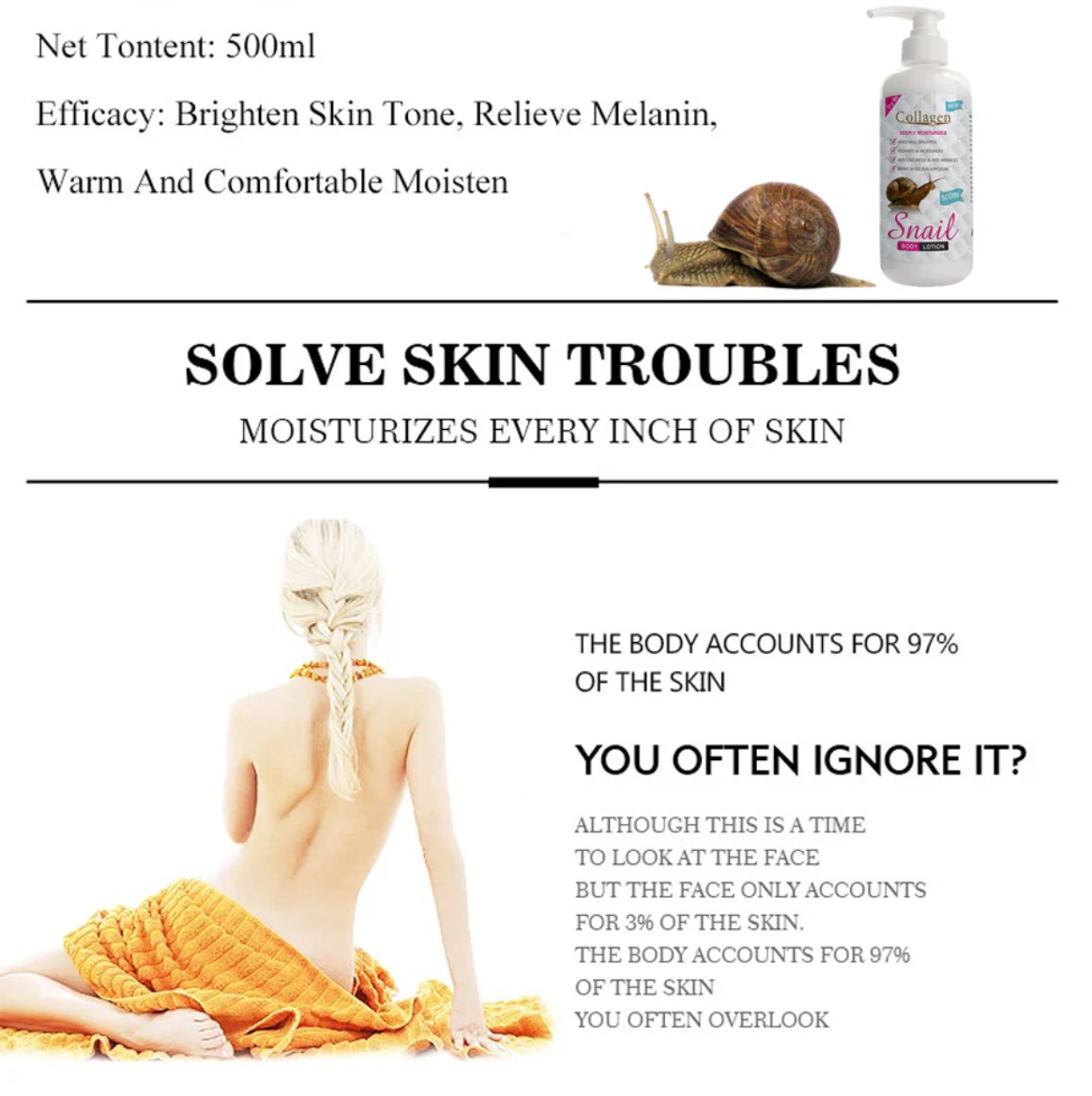 Crema corporal con colágeno y baba de caracol