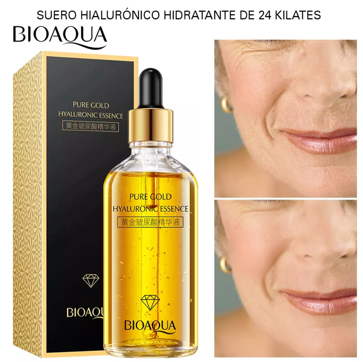 Suero Facial de 24 quilates y ácido hialurónico